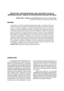 EFECTO DEL JUGO DE NARANJA Y DEL KALCIUM P 10 EN LA GERMINACION DEL TOMATE (LYCOPERSICUM ESCULENTUM MILL)