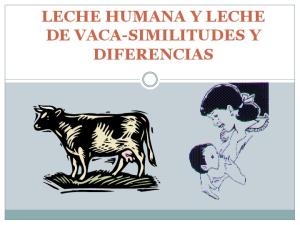 LECHE HUMANA Y LECHE DE VACA-SIMILITUDES Y DIFERENCIAS