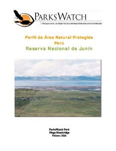 Perfil de Área Natural Protegida Perú. Reserva Nacional de Junín